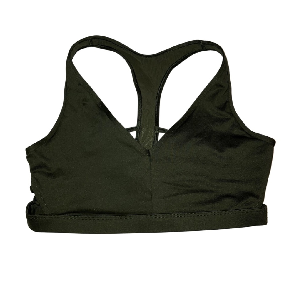 L | Army Green Strappy Sports Bra